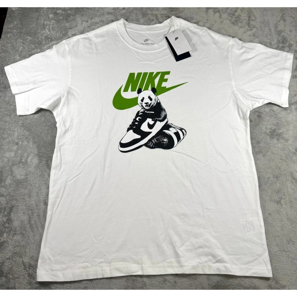 Nike Sportswear Panda Dunk Loose Fit Graphic Tee White Size Large HQ9244-100